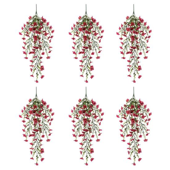 1/2/3/6Pcs Hanging Artificial Violet Flower UV Resistant Realistic Fake Flower Wedding Party Indoor Outdoor Garden Wall Hanging Faux Flower Decoration