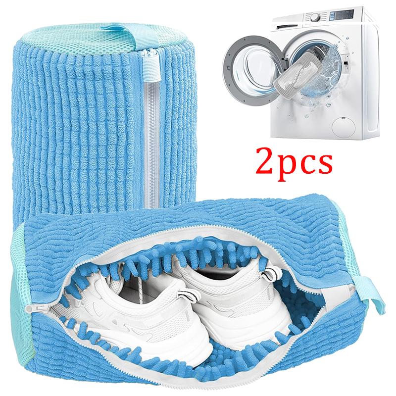Wash Shoe Cleaning Bag Padded Net Laundry Shoes Protector Fluffy Fibers Polyester Washing Shoes Machine Laundry Bag Drying Bags