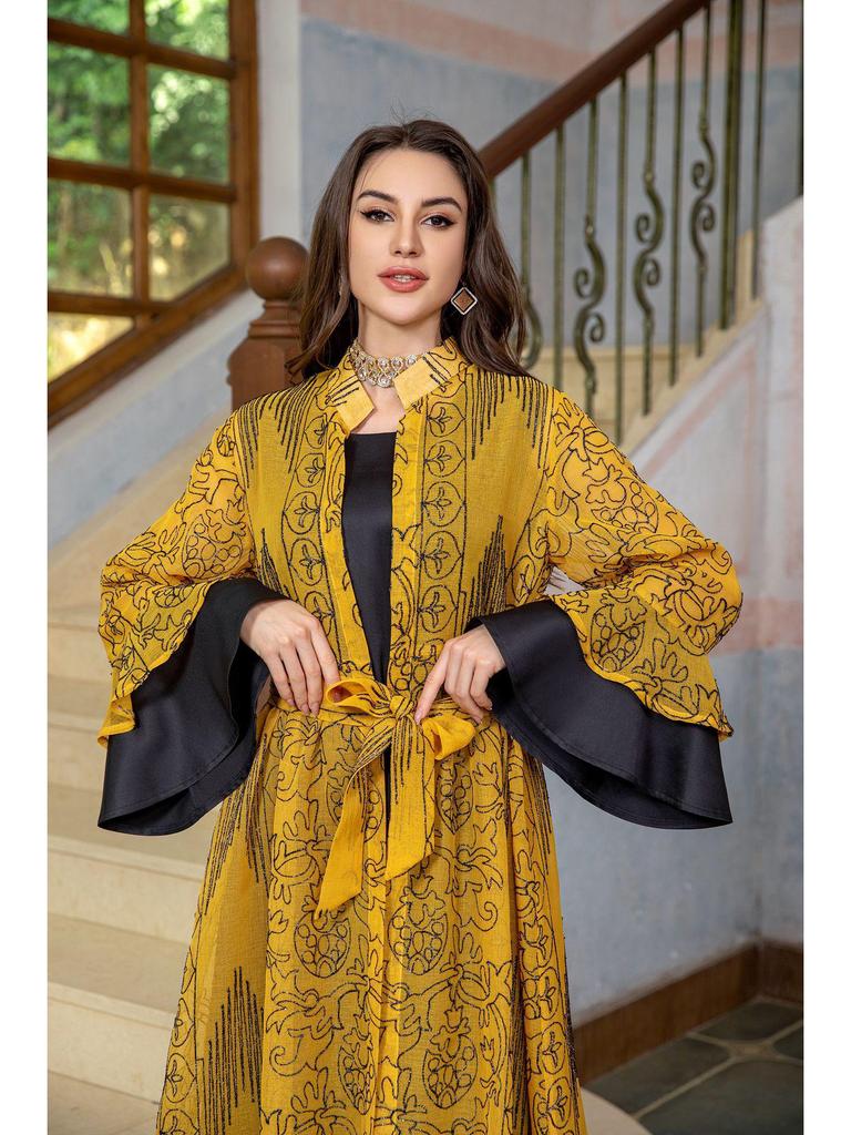 AB318 Ruffled Sleeve Evening Abaya Dress for Muslim Women