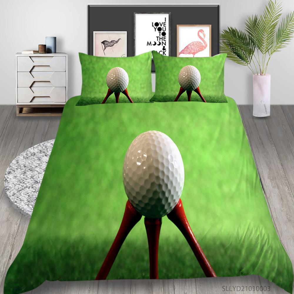 Golf Series Digital Printing Bedding Two Or Three-Piece Set Polyester Cocoa
