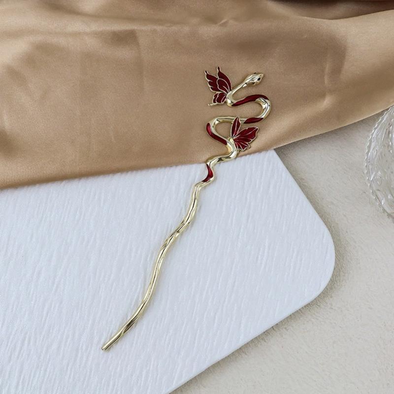 Chinese Style Traditional Hair Stick Traditional Butterfly Hair Claw Elegant Snake Hair Chopsticks Cosplay Hair Jewelry