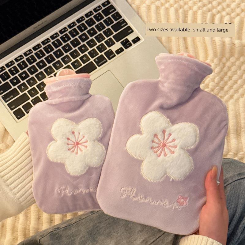 Plush Water-Filled Hot Water Bottle, Cute Foot Warmer for Girls, Large Water-Filled Hand Warmer for Bed, Suitable for Students