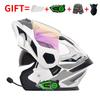 Bluetooth-Enabled Full Face Motorcycle Helmet With Dual Visors DOT 3C Certified All-Season Flip-Up Design Men Women