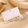 Full Rhinestone Inlay Earrings 3 Pairs Women Ear-Pin Closure Stable