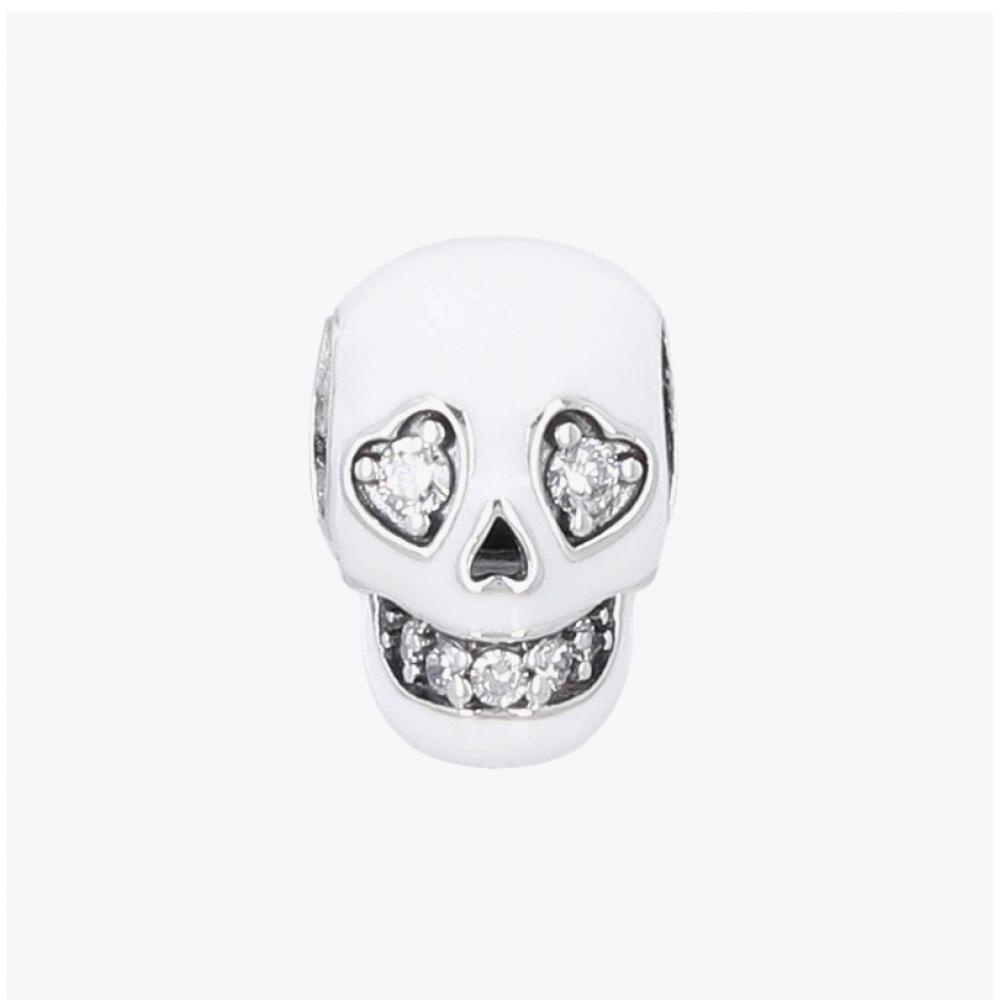 Pandora Moment Glow In The Dark sparklIng Skull Silver Charm 792811c01