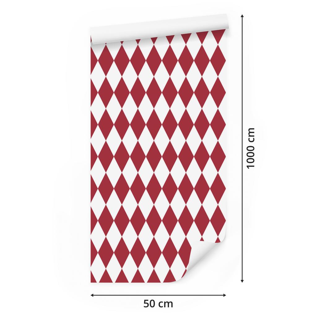 Harlequin Diamonds Wallpaper Red, White and Coral 50x1000