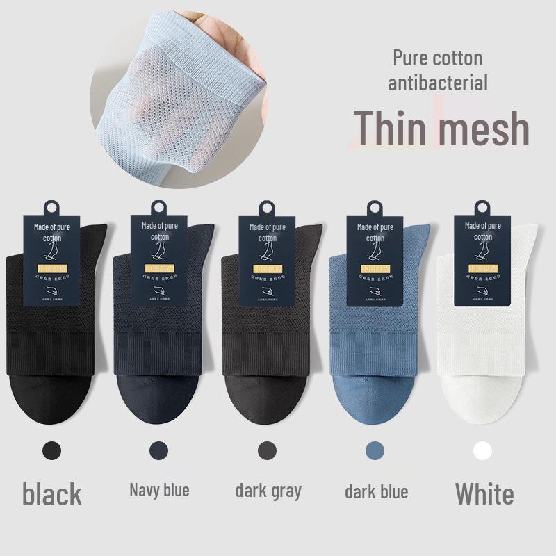 Andningsbara bomullsstrumpor för män, mellanhöga - Svarta (Vår/höst)