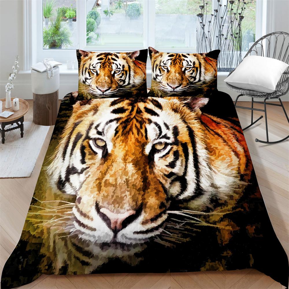 Bettwäsche Set 3D Tier Tiger Druck Bettdecke Sets Kinder Kind Schlafzimmer Dekor Polyester Hause Bettwäsche Kissenbezug
