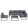 6-Piece Garden Furniture Set, Garden Set, Garden Sofa Set, Seating Group, Garden Furniture Aluminum + Polyester + Tempered Glass Grey, 4 X Armchair