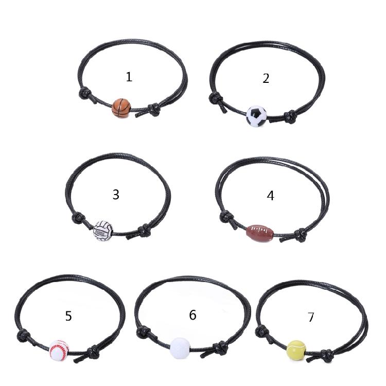 Football Cord Braided Rope Bracelet with Charm for Girl Women Men Teens