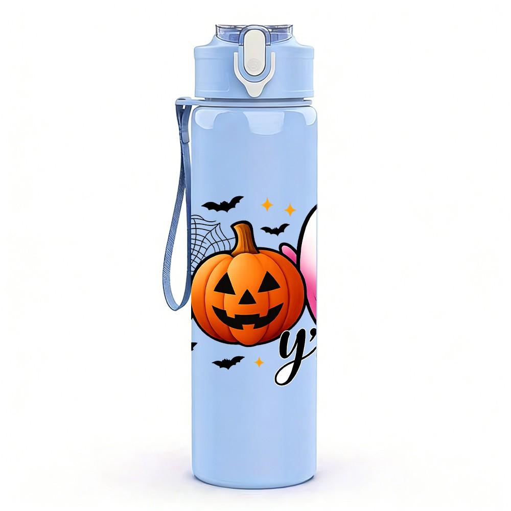 1PC Boo Fall Pumpkin Ghost Letter 750ml Color Plastic Sports Water Bottle Leakproof Flip Straw Lid Suitable for Sports Office Home Use