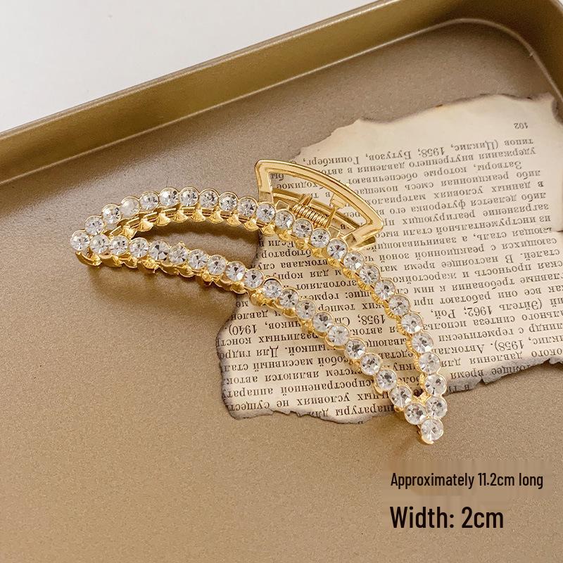Korean-Style Pearl Metal Hair Claw Clip - Simple, Large, Elegant Shark Clip for Girls