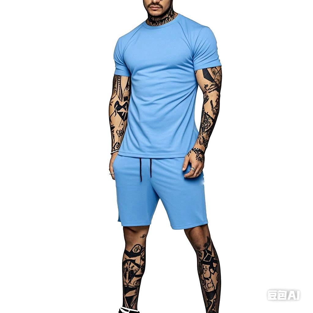 Fashionable and Casual Summer Outdoor Sports Suit Men's Breathable T-shirt Shorts Casual and Fashionable Two-piece Set Tracksuit