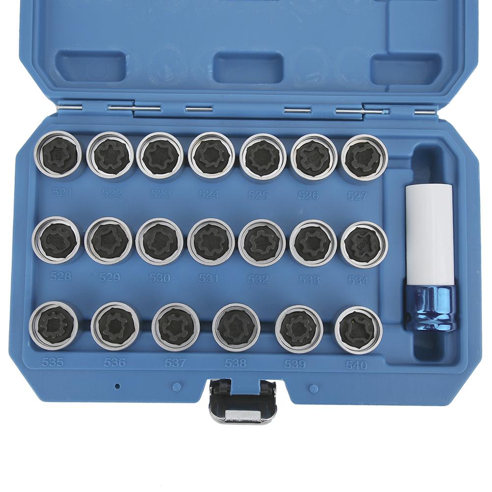 21Pcs Set Wheel Locking Lug Nut Key Set Remover Installation AntiTheft Kit Fit for Mini Series E12 E21 E23