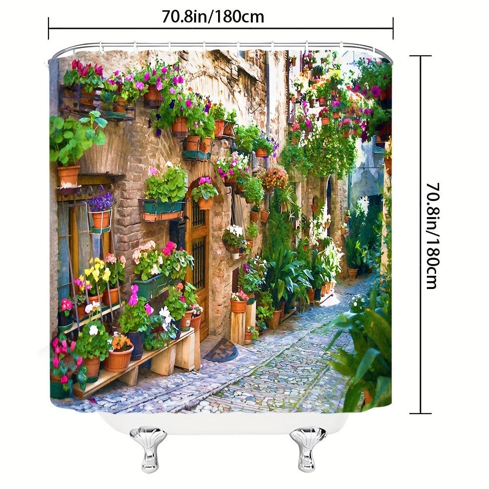 

European Landscape Shower Curtain Water-Resistant, All-Season Bath Decor With Grommet Top, Easy Install With Hooks Included W60H190(CM)-1 Pcs