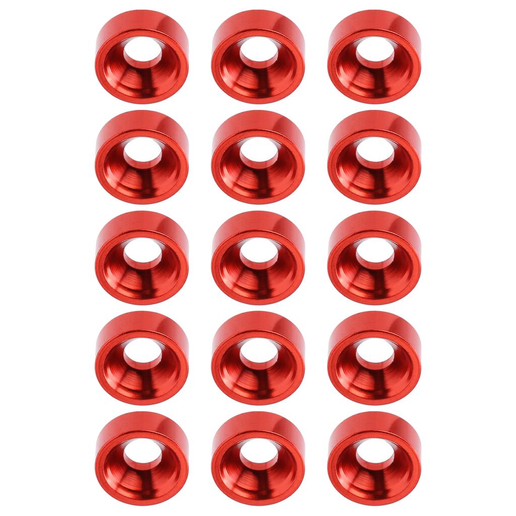 15pcs M3 Countersunk Screw Washer Aluminium Alloy Concave Gasket Fit for RC ModelRed