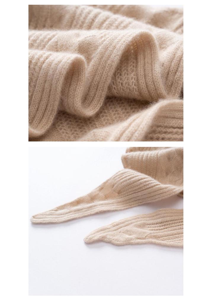 Women's 100% Pure Cashmere Solid Color Knit Scarf - New Fashion Warm Neck Protection