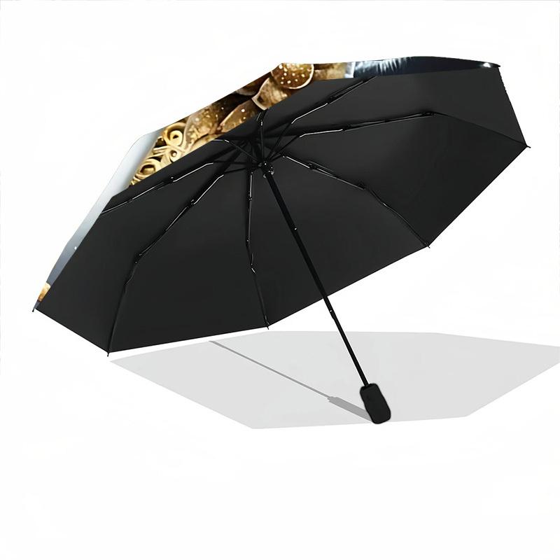 1pc Winter Wonderland Snowman Automatic Folding Umbrella   Compact 8 Rib Design, Durable Iron Frame for Travel, Outdoor,  a0920077