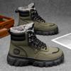 Men Boots  Winter New Velvet Warm Cotton Shoes Platform-soled High-top Work Shoes Outdoor Waterproof Non-slip Snow Boots Men