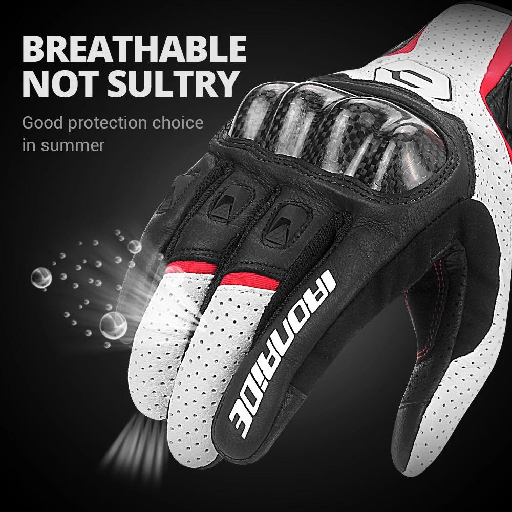 Motorcycle Gloves Breathable Real Leather Touchscreen Seasons Moto Gloves Windproof Warm Riding Motorbike Motocross Gloves