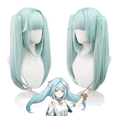 Anime Cosplay Pruik Cyberpunk Edgerunners Rebecca Cosplay Pruik Dubbele Paardenstaarten Cyaanblauwe Pruik Cosplay Hittebestendige Synthetische Pruiken