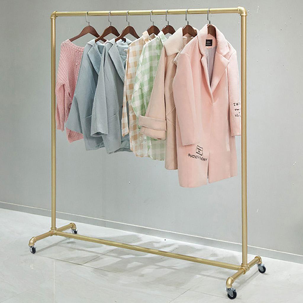 Mobile Clothes Rack with Wheels, Free Standing Garment Rack with Capacity 100lbs, Home Rolling Coat Rack for Closet Organization