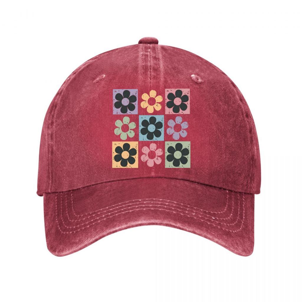 Retro Distressed Floral Vinyl Wall Decor Stickers Washed Baseball Cap Outdoor For Womens Unisex FeUnisex