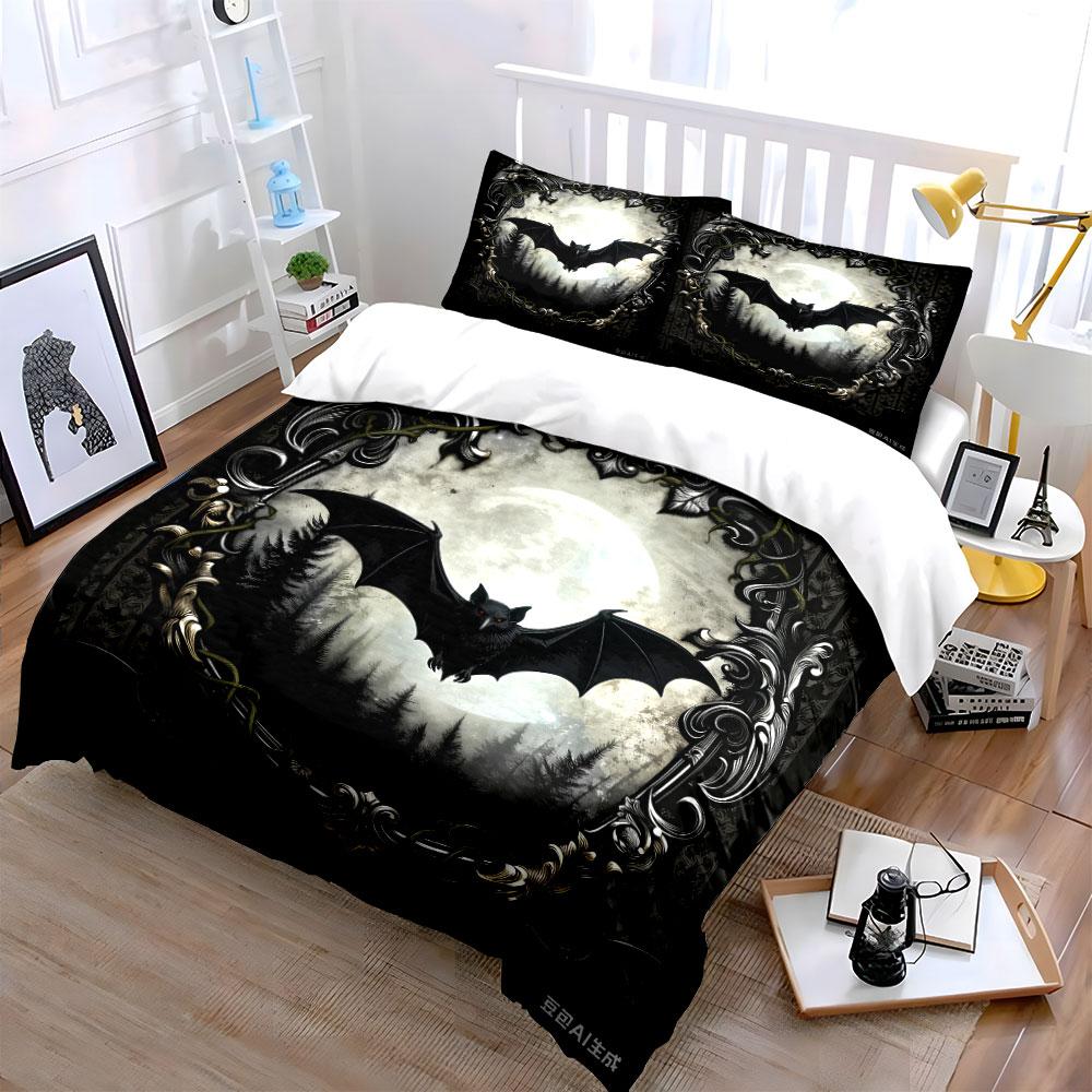 Gothic Bat-Themed Decor Trio   kid s and adults  bedroom decor, Exquisite three-piece bedding set gift 135x200cm