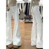 White Skinny Denim Female 2025 Summer 145 Small Slim Looking High Waist Loose Without Leg Sticking Straight Flare Pants