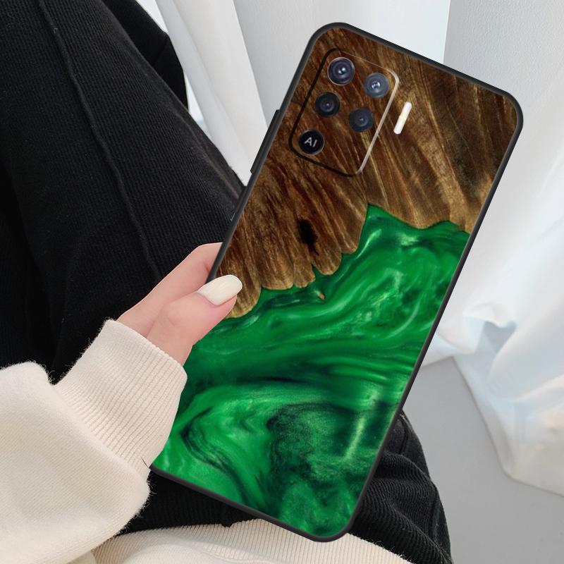 Hybrid Wood Resin Case For Oppo A17 A57 A77 A40 A78 A54 A74 A94 A76 A16 A96 A18 A60 A80 A38 A58 A98 A15 A5 Pro
