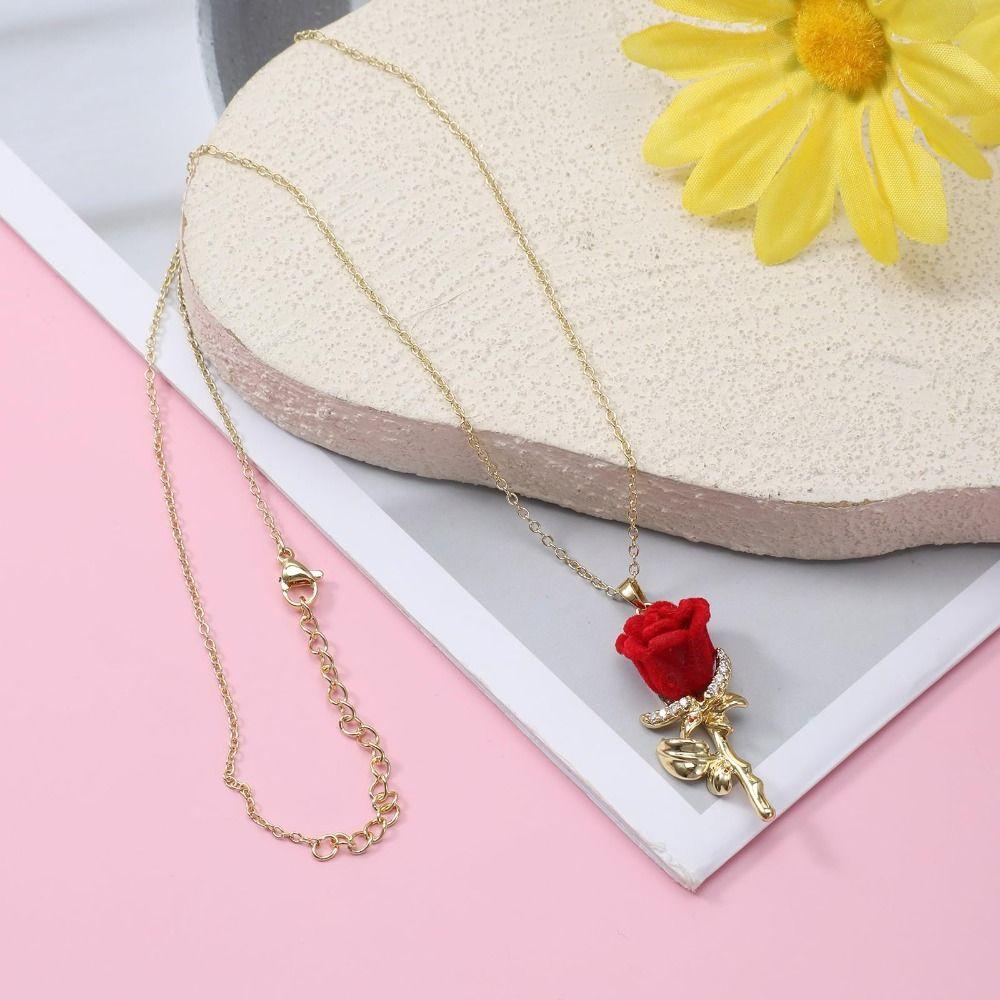 Exquisite Minimalist Red Rose Floral Pendant Rose Flower Pendant Rose Flower Floral Pendant Gift for Wife