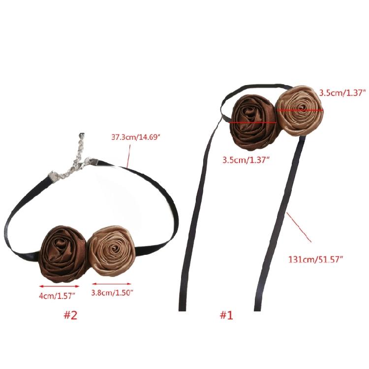 Soft Brown Flower Choker Tie Cravat Accessory Teen Girl Rose Flower Choker
