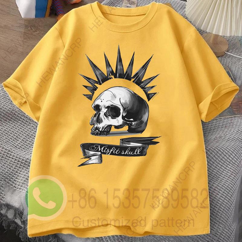 Misfit Skull TShirt Mens Tracksuit Cotton Shortsleeved Tops Crew Neck Pullover Casual Sportswear Harajuku Retro Streetwear