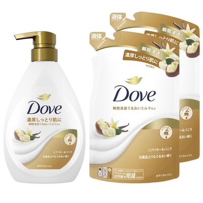 Dove Body Soap Shea Butter Vanilla (Body Wash) 470g + Refill 330g X 2 Pieces