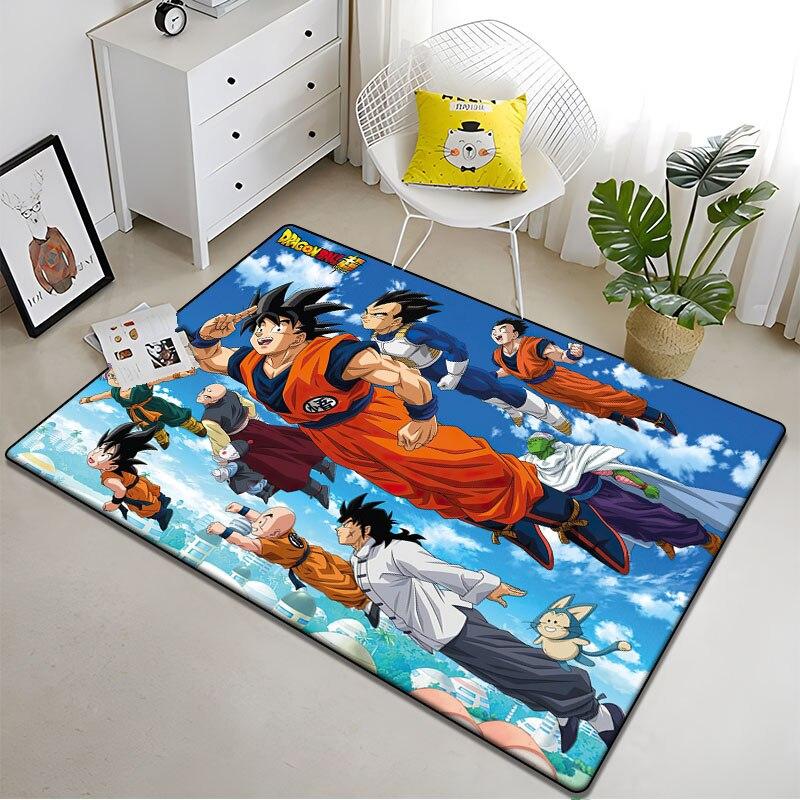 Novedosa y suave alfombra cuadrada de dibujos animados japoneses de Son-Goku para sala de estar, felpudo para cocina y baño, alfombra antideslizante multifunción.