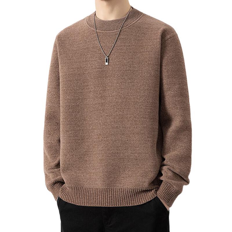 ROMON Men's Fleece-Lined Thermal Knit Crewneck Sweater
