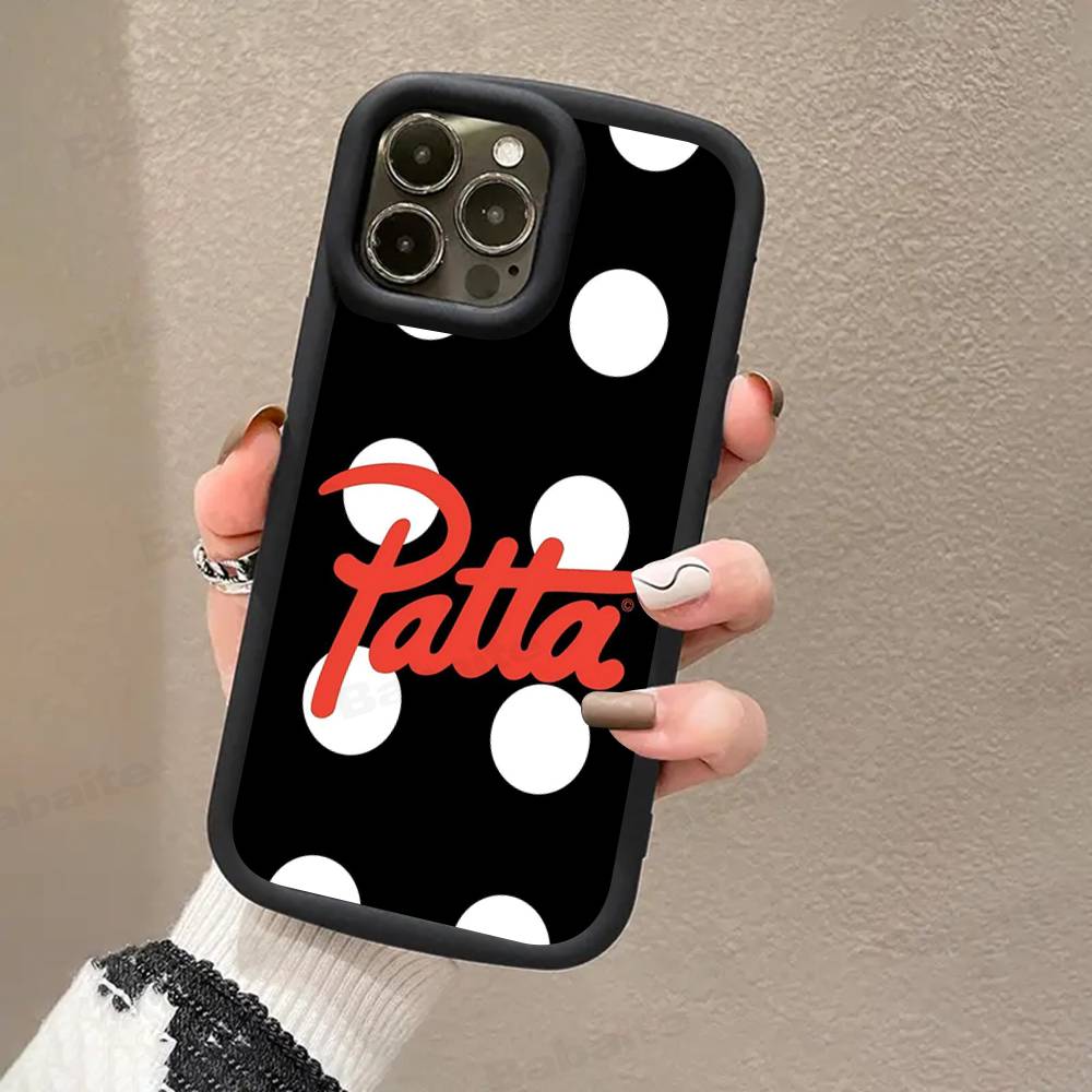 Fashion P-patta For iPhone 17 Pro Max 16 15 14 13 12 11 Plus Black Soft Phone Cover