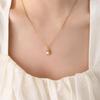 Gold-Plated Titanium Steel Cuban Chain Necklace with Freshwater Pearl Irregular Pendant.