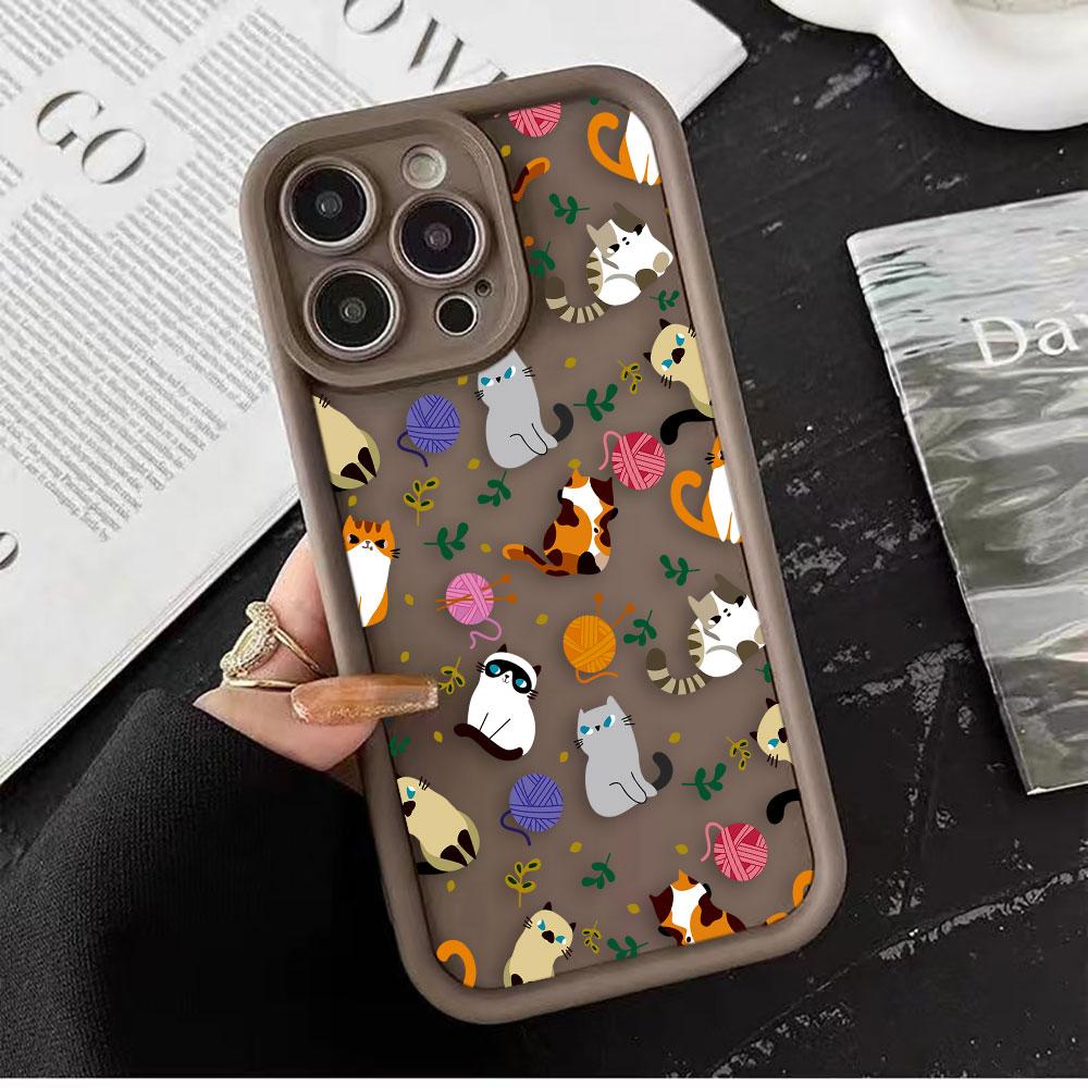 Cute Cat Charming Phone Case For iPhone Apple 17 AIR 16 16E 11 12 13 14 15 XR Plus Pro Max DIY Case TPU Shockproof Cover Capa