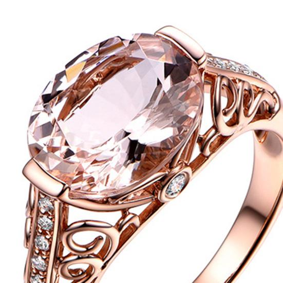 Women Ring Faux Morganite Hollow Out Jewelry Electroplating Long Lasting Finger Ring