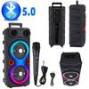 Outdoor Portable Speaker BT 5.0 6.5 Inch Dual Stereo Subwoofer RGB LED Party Sound Box with Mic FM Radio Heavy Bass DJ System