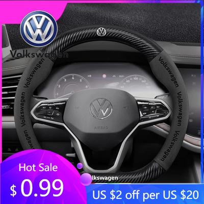 2026 Hot For Volkswagen VW Leather Car Steering Wheel Cover for Volkswagen VW Golf 7 Mk7 Touran Up New Polo Jetta Passat B8 Tigu