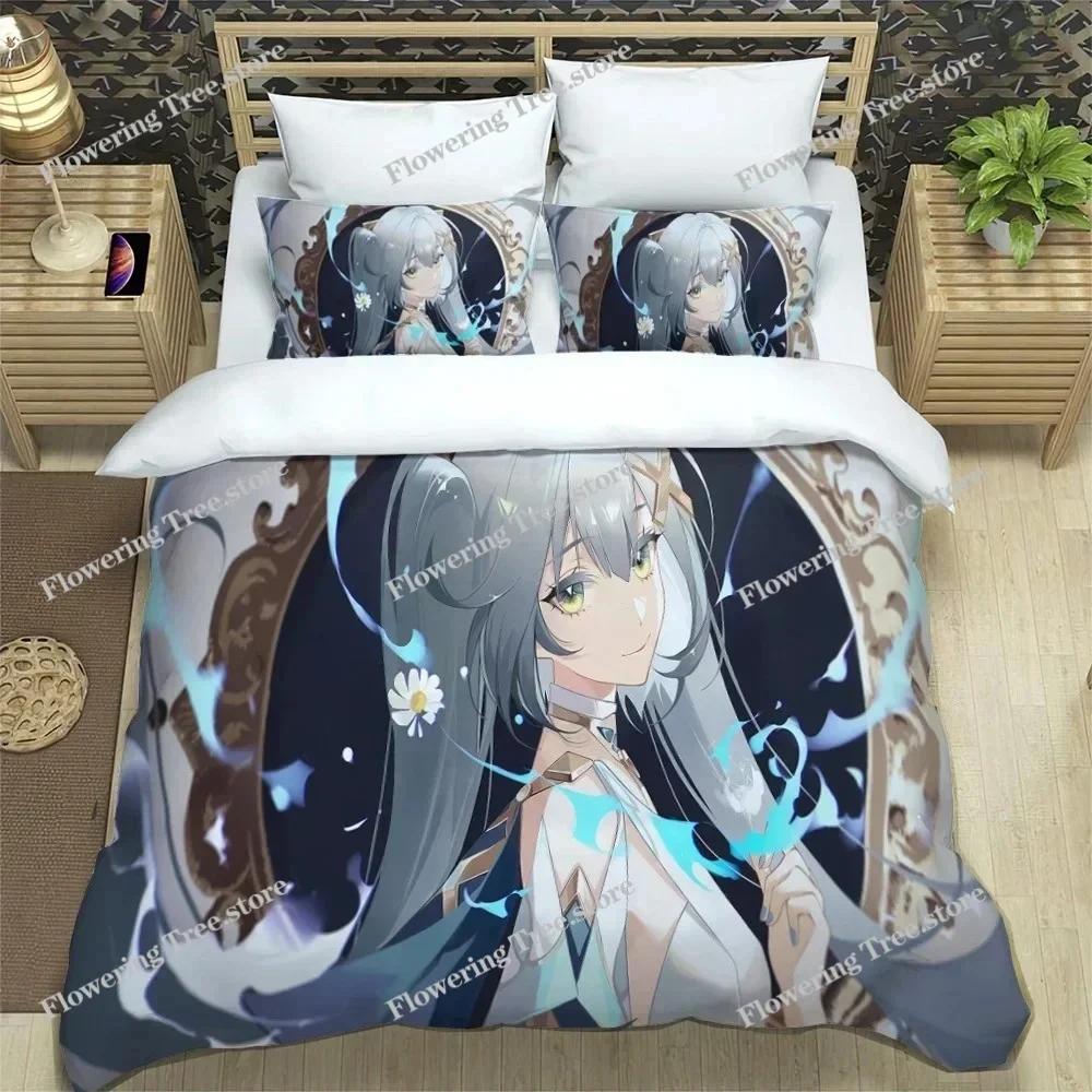 Anime Genshin Impact Bedding Set Boys Girls Twin Queen Size Duvet Cover Pillowcase Bed Kids Adult Fashion Home Textileextile