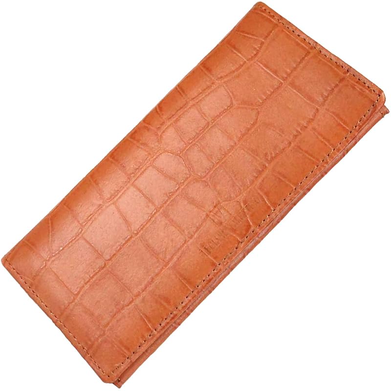 

[FashionBerry] camel long wallet men s wallet genuine leather leather crocodile Croco bi-fold Thin thin wallet large capacity fastener ladies wallet