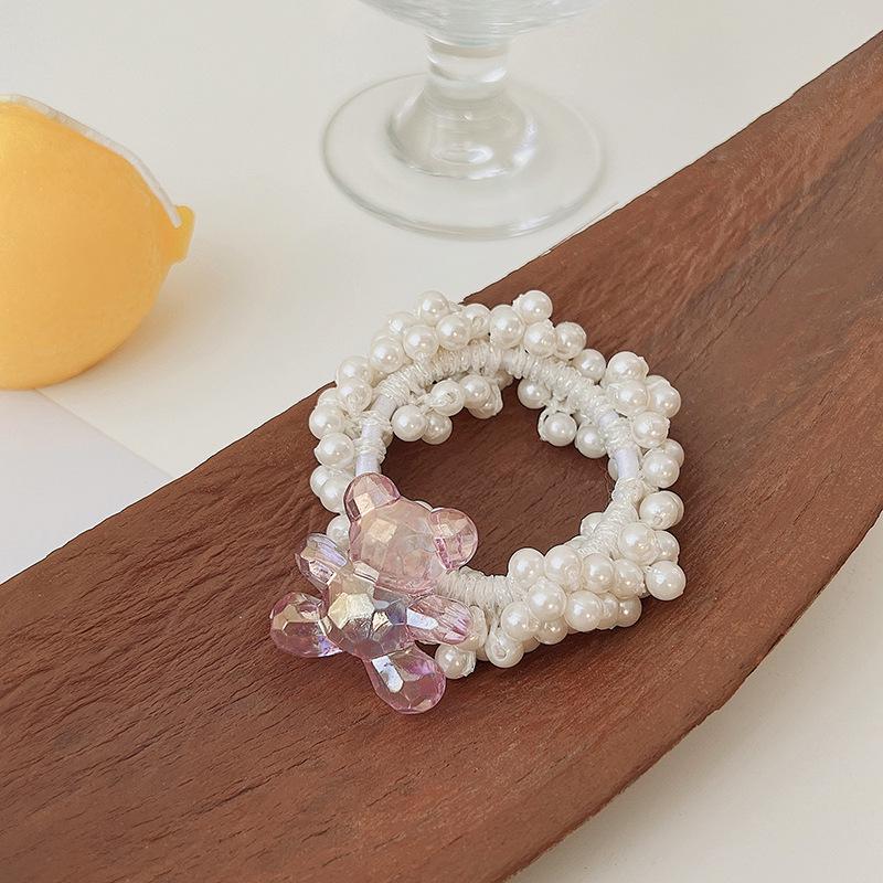 Princess Crown Pearl Hair Ties for Girls - Korean Style Bun and Ponytail Accessories