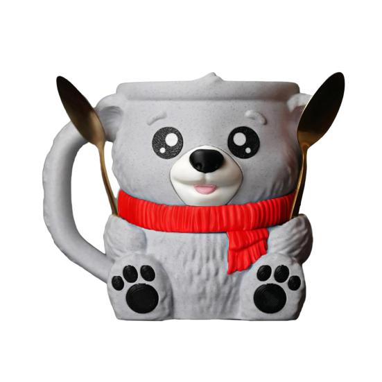 Yousheng Polar Bear Ice Cream Holder with Hidden Snack Drawer Ice Cream Cup Sleeve for 16oz Pint & Beer Can Cute Cute Ice Cream Accessory