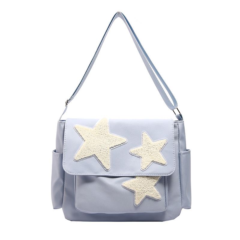 

2025 new trendy red messenger bag women s Japanese niche design five-pointed star class leisure shoulder bag messenger bag синий