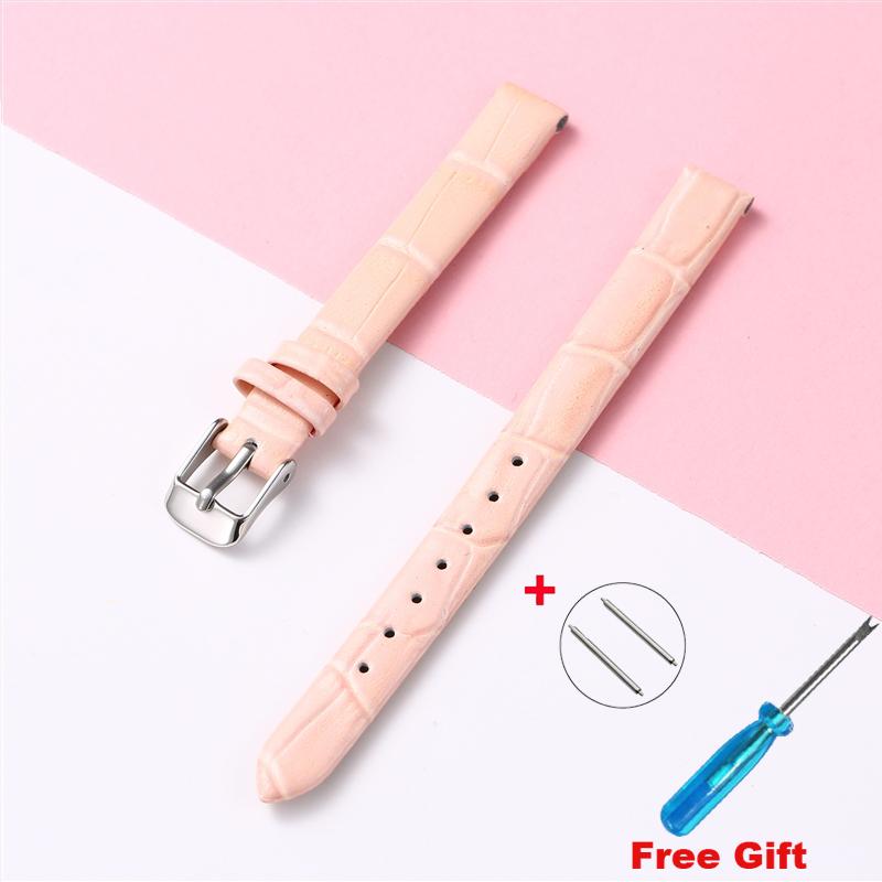 Leather Wath Strap 8mm 10mm 12mm 14mm 16mm 18mm 20mm Strap Genuine Leather Watch Bracelet Rose Gold Buckle with Tool