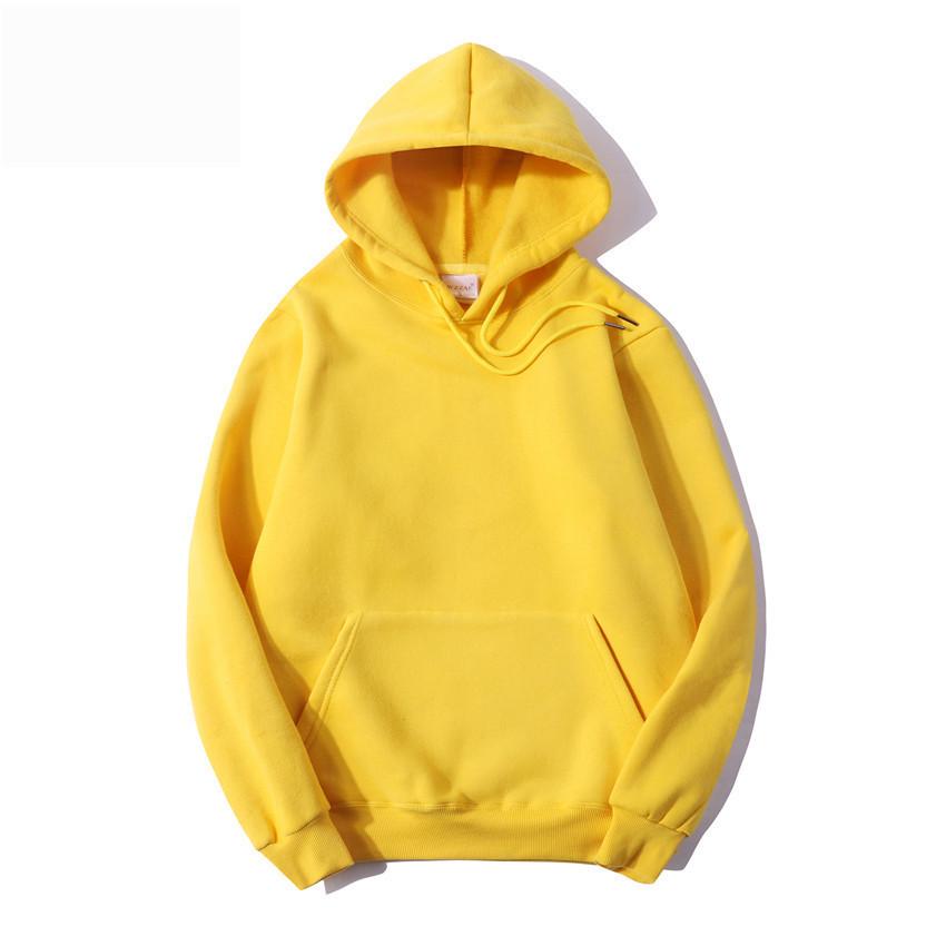 

Unisex Casual Fleece Hoodie: 2021 Autumn/Winter Cotton, Plain Style Sweatshirt S жовтий
