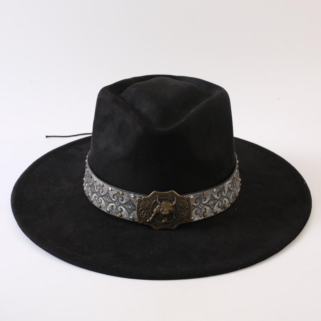 Popular European and American Style Suede Big-brimmed Top Hat, Men's and Women's Classic Fashion Western Cowboy Hat